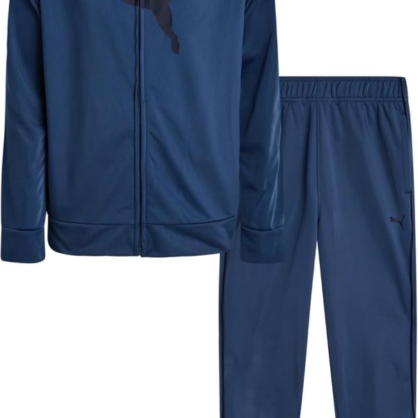 PUMA Boys' Pants Set - 2 Piece Tricot Athletic Zip Up Jacket Sweatshirt and Active Jogger Pants - Boys Activewear Set (4-16), Size