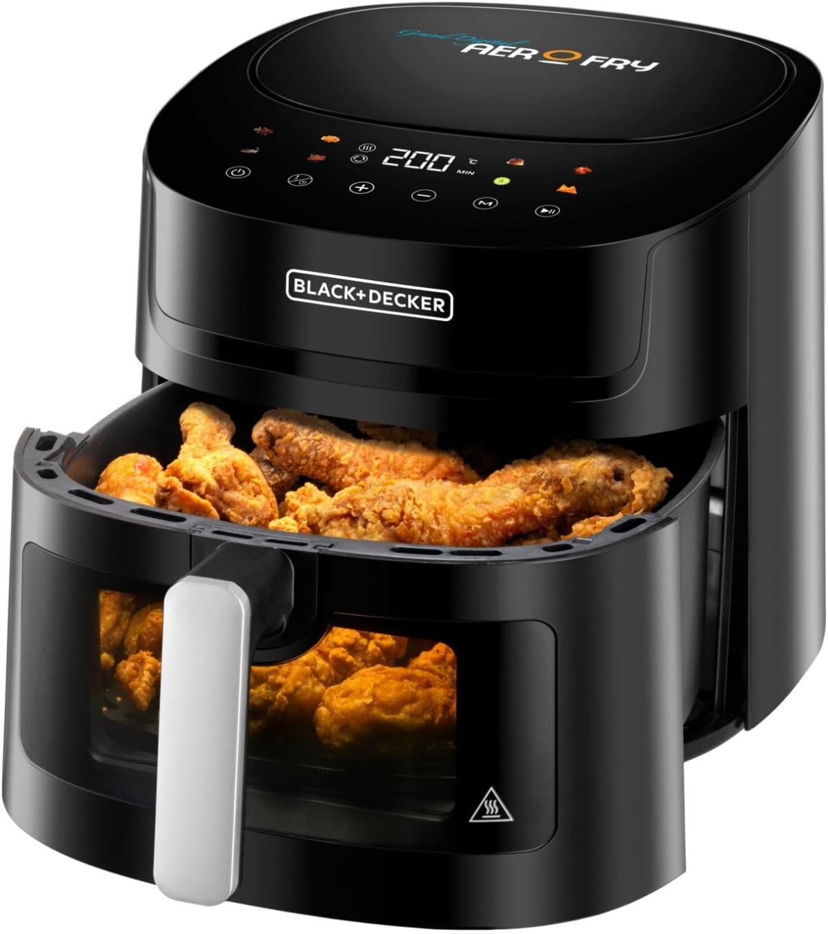 ⁦BLACK+DECKER 8-in-1 Digital Air Fryer with Window, 7.2L Large Capacity, 1800W, Rapid Air Technology, LED Touch Display, Dehydrate Function, Dishwasher Safe Basket, Cool-Touch Handle - AF7210-B5⁩ - الصورة ⁦2⁩