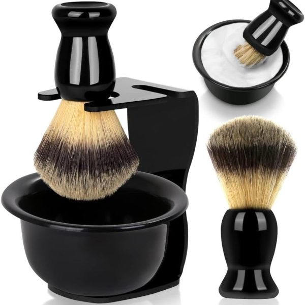 Erweicet 3 in 1 Shaving Brush Set with Shaving Soap Bowl & Shaving Stand & Hair Shaving Brush for Men
