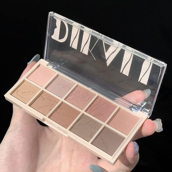 SYOSI 10 Colors Eyeshadow Palette, All Matte Nude Eyeshadow Makeup, Pop Cold Color Highly Pigmented Smooth Shades Eye Shadow, Waterproof Cool-tone Eyeshadow Makeup Palette