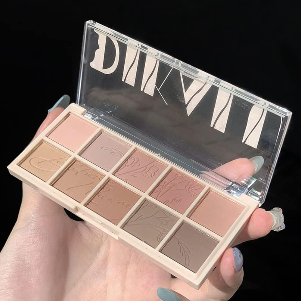 SYOSI 10 Colors Eyeshadow Palette, All Matte Nude Eyeshadow Makeup, Pop Cold Color Highly Pigmented Smooth Shades Eye Shadow, Waterproof Cool-tone Eyeshadow Makeup Palette