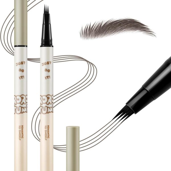 Tazweeq 2 Pcs Waterproof Eyebrow Pencil, Liquid Brow Pen, Micro 4 Point Eyebrow Gel,Long-Lasting,Creates Natural Looking Brows Effortlessly (Brown)