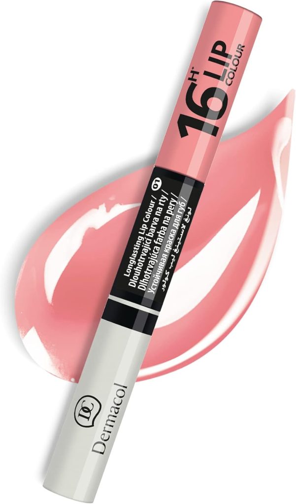 Dermacol Dc 16-Hour Long-Lasting Liquid Lipstick | Lip Plumper Balm & Colour Gloss | Beauty Cosmetics With Matte And Glitter Finish | Two-Phase Set | Non-Drying Formula | No.1 Nude Pink, 7.1 Ml