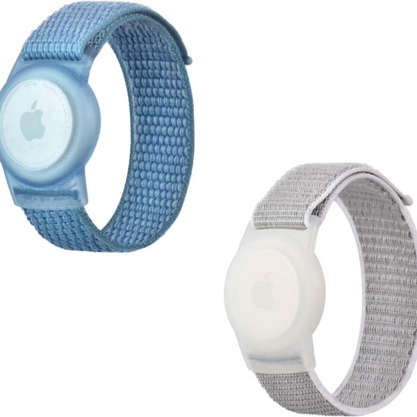 [2 Pack] For Airtag Kids Wristbands, Kids Bracelet Compatible with Apple Air Tag, Nylon Strap Cassette Holder Accessories for Toddlers Adults, Adjustable Anti-Lost (Color A1)