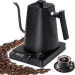 Pomefar Electric Gooseneck Kettle,Tea & Coffee Kettle with Precision Temp Control, 1200W Rapid Heating 304 Stainless Steel 1L Gooseneck kettle, 24H Keep Warm, Auto Shut-Off, Matte Black