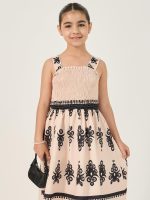 ⁦Styli Girls All-Over Print Strappy Dress With Smocked Detail⁩ - الصورة ⁦3⁩