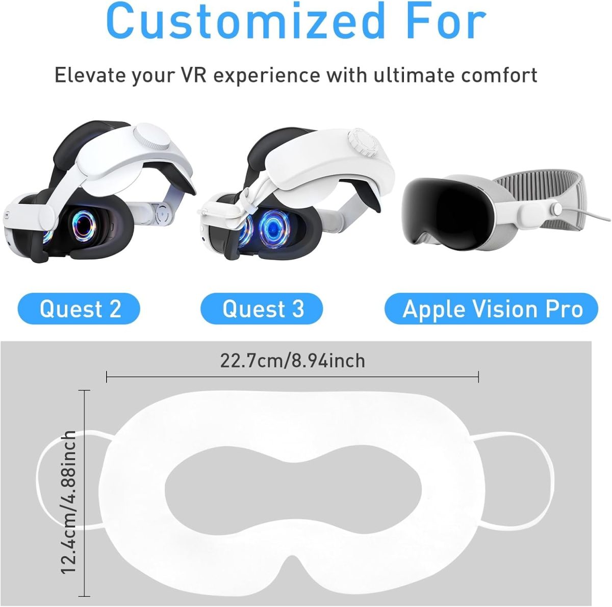 ⁦NALACAL 100-Pack Disposable VR Face Covers, Sweat Guard Masks Compatible with Meta Quest 3, Quest 2, and Apple Vision Pro - Facial Interface Pads in Black & White⁩ - الصورة ⁦2⁩