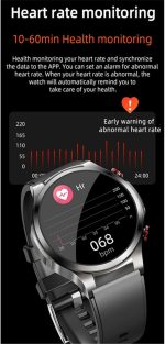 ⁦FUfIzu Ecg Smart Watch Blood Sugar,blood Glucose Sugar Smart Watch,ECG+PPG Fitness Tracker with Body Temperature Heart Rate Blood Pressure Blood Oxygen Monitor,sport Watch,Grey,Large⁩ - الصورة ⁦8⁩
