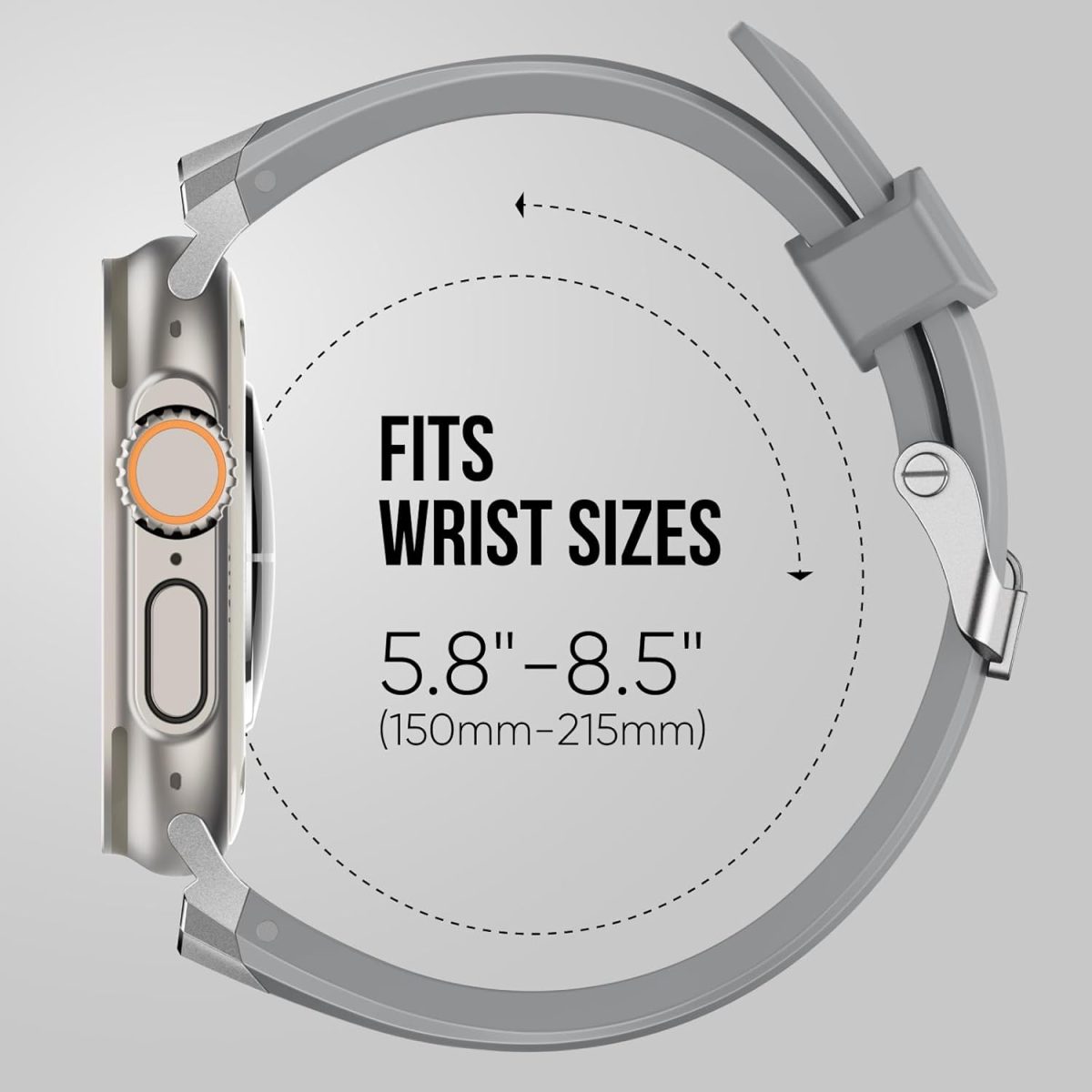 ⁦Suitisbest Sport Band for Apple Watch Ultra 2/Apple Watch Ultra Bands 49mm 45mm 44mm 42mm, Wide Rugged 316L Stainless Steel Connector Durable Silicone Band for iWatch Ultra 9 8 7 6 5 4 3 SE⁩ - الصورة ⁦6⁩