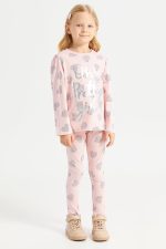 ⁦REDTAG Girls Pink Heart Printed Leggings⁩ - الصورة ⁦3⁩
