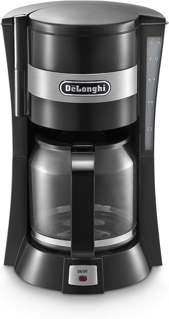 Delonghi Coffee Machine Up To 15 Cup Americano Maker, 900W, 40 Min Auto Shut Off, REUsable Filter, Anti Drip Feature, Warming Plate And Easy To Clean , Icm15211, Black,
