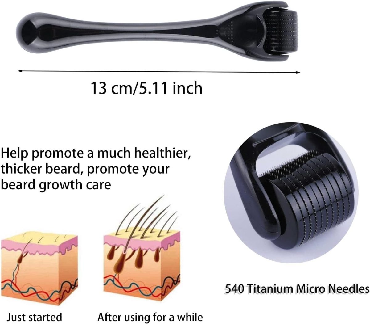 ⁦Beard Growth Serum Kit, Azonee Organic Beard Oil with Tea Tree and Jojoba, 0.5MM Derma Roller for Beard Growth, Nourishing Beard Grooming Set for Fuller and Thicker Beard⁩ - الصورة ⁦4⁩