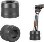 Linkidea 2 Pack Electric Power Razor Stand, Opening Dia 0.86" (22mm) Aluminum Alloy Men's Shaving Stand for Bathroom Countertops, Compatible with Heated Razor (Dark Grey)