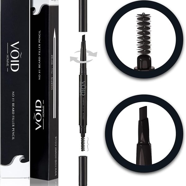 VOID Homme - Beard Filler Pencil (Black)- Sweat & Waterproof, Smudge-proof, Cover Patches Instantly & Get Natural Beard Fullness…