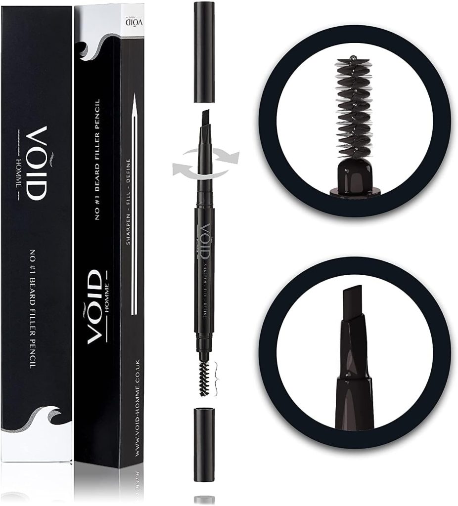 VOID Homme - Beard Filler Pencil (Black)- Sweat & Waterproof, Smudge-proof, Cover Patches Instantly & Get Natural Beard Fullness…