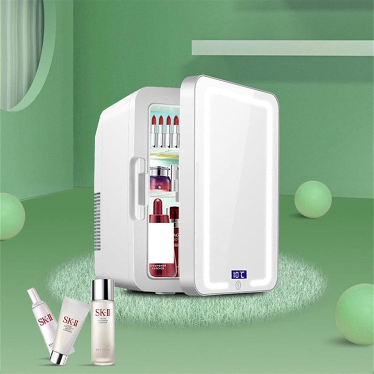⁦EIOZIEEY Beverage refrigerator Beauty Mirror Cosmetics Refrigerator Fruit Beverage Refrigerator Student Dormitory Refrigerator Skin Care Products⁩ - الصورة ⁦2⁩