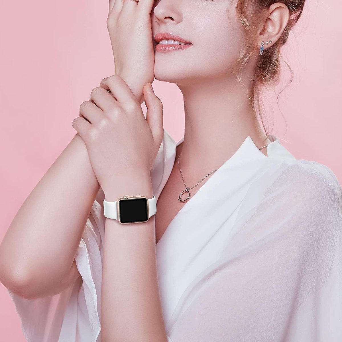 ⁦6 Pack Sport Bands Compatible with Apple Watch Band 42mm 44mm 45mm, Soft Silicone Waterproof Strap Wristbands Compatible with iWatch Apple Watch Series 7 6 5 4 3 2 1 SE⁩ - الصورة ⁦2⁩
