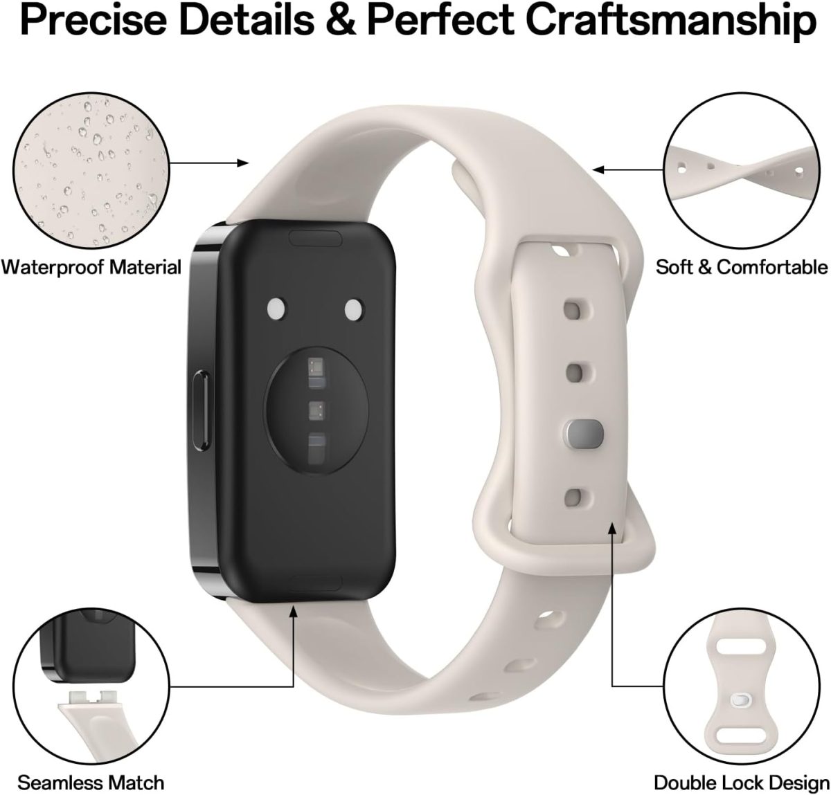 ⁦Silicone Strap for Huawei Band 10/9/8 Smartwatch, Adjustable Waterproof Sports Replacement Wristbands for Huawei Band 10/9/8⁩ - الصورة ⁦2⁩