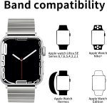 ⁦INFOSUN Watch Band Strap 42mm 44mm 45mm 49mm Compatible with Apple Watch Stainless Steel Metal Bands, Replacement Wristband, for iWatch Ultra/Ultra 2 Series 9/8/7/6/5/4/3/2/1(Sliver)⁩ - الصورة ⁦5⁩