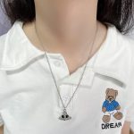 ⁦WDLYAN Punk Heart Saturn Necklace - 5 Colors Available Fashion Baroque Rhinestone Love Heart Saturn Planet Pendant Necklace Jewelry⁩ - الصورة ⁦5⁩