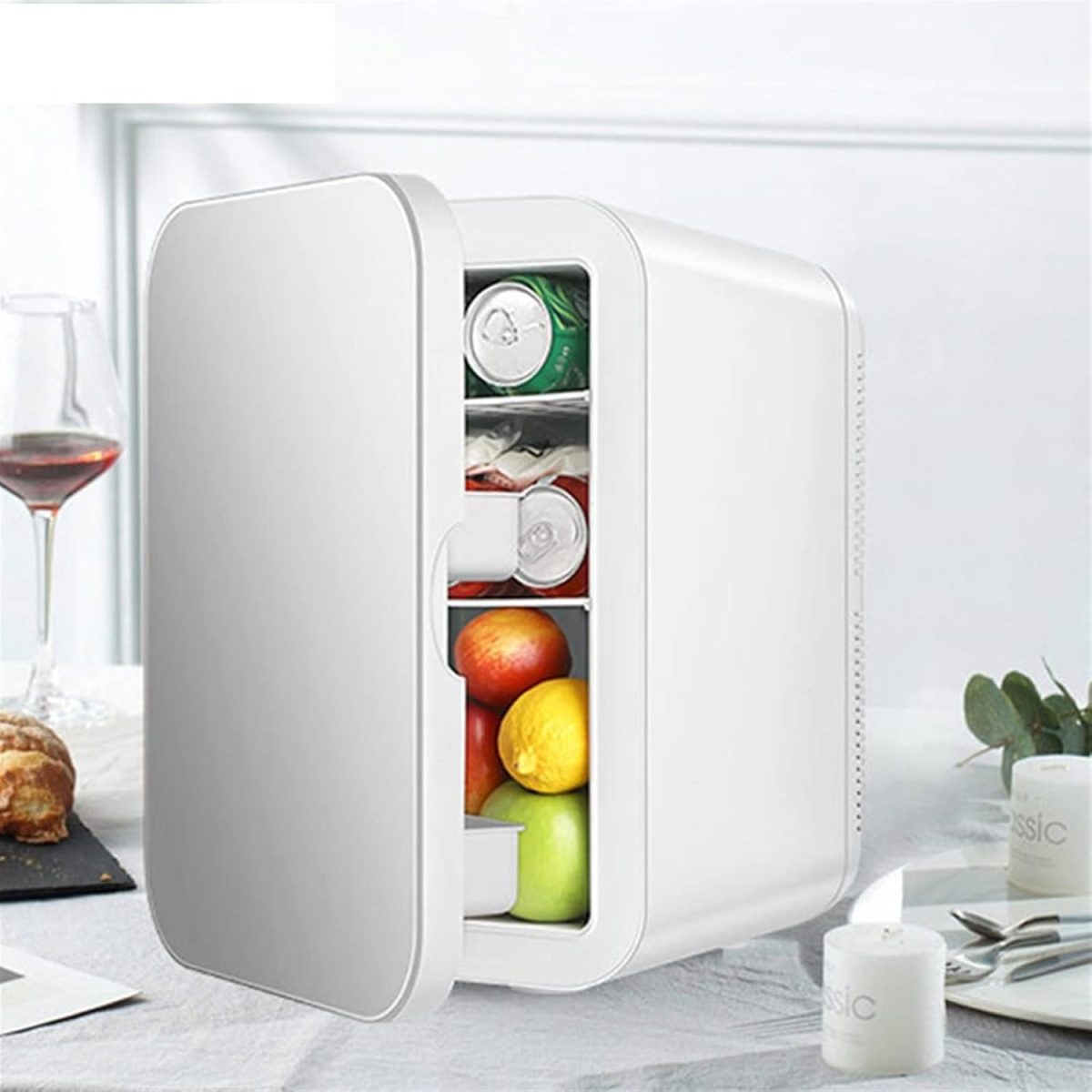 ⁦DDCVFREE Mini fridge Household 20L Refrigerator Portable Dual-use Compressor Refrigerators Single Door Small Fridge Skin Cosmetic Fridge For Home⁩ - الصورة ⁦2⁩