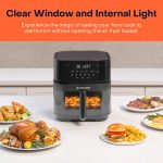⁦Nutricook Air Fryer 3 Vision with Clear Window and Internal Light by Caliber Brands, 5.7L, Air Fry, Roast, Bake, Dehydrate & Reheat, 6 Presets, AF357V, Black, 1700 Watts, 2 Year Warranty⁩ - الصورة ⁦2⁩