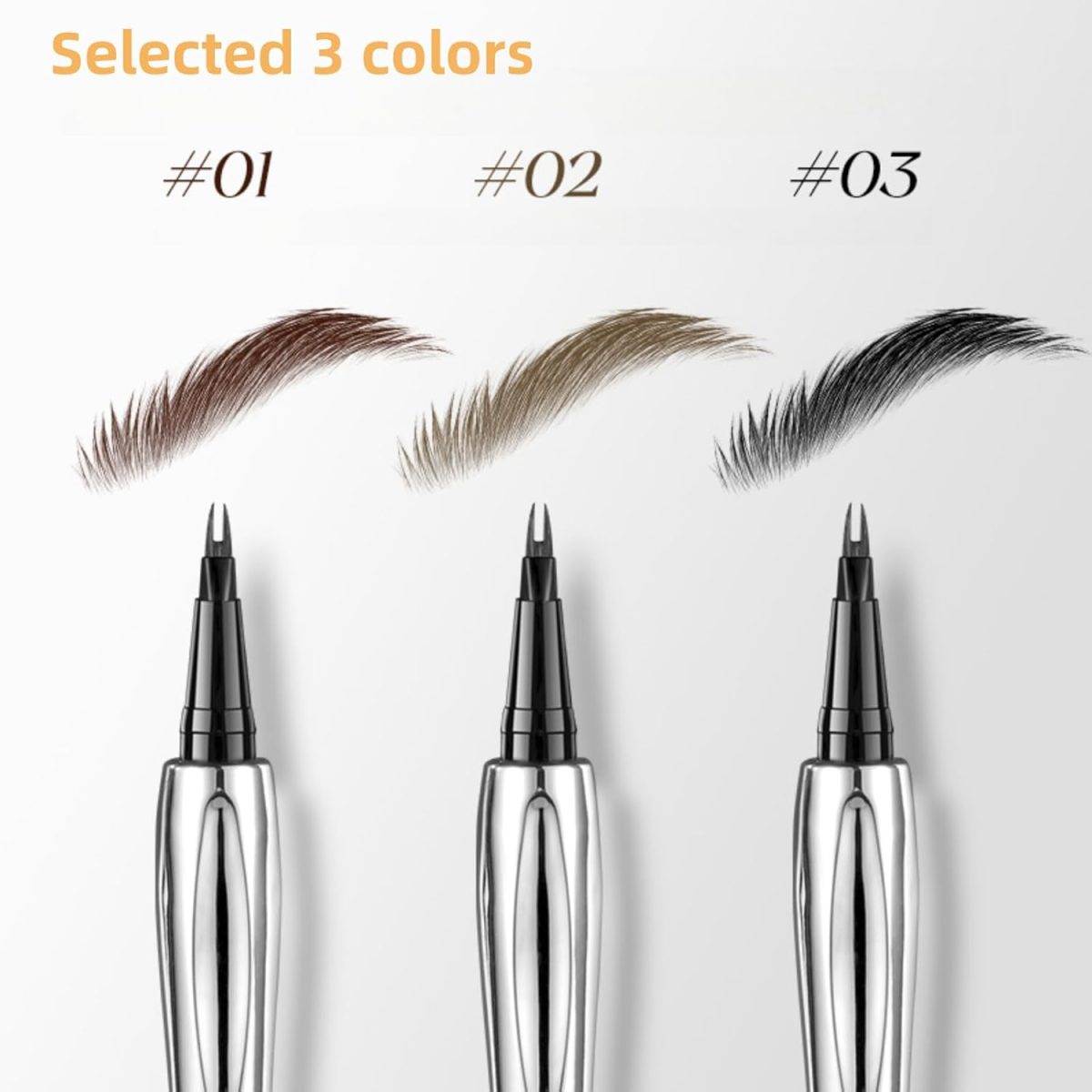 ⁦NOVOLAN Precision Eyebrow Pencil, Long-lasting Formula, Fade-resistant, Natural Look, Multipurpose, Waterproof and Sweatproof, Wild Brow Effect, Water Brow Pencil, 3 Color Bifurcated Pen Tip (#02)⁩ - الصورة ⁦5⁩