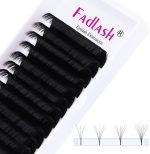 FADLASH Lash Extensions D Curl 0.07 20mm Volume Eyelash Extensions Black Easy Fan Volume Lashes Self Faning Eyelash Extension Supplies (0.07-D, 20mm)