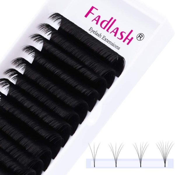 FADLASH Lash Extensions D Curl 0.07 20mm Volume Eyelash Extensions Black Easy Fan Volume Lashes Self Faning Eyelash Extension Supplies (0.07-D, 20mm)