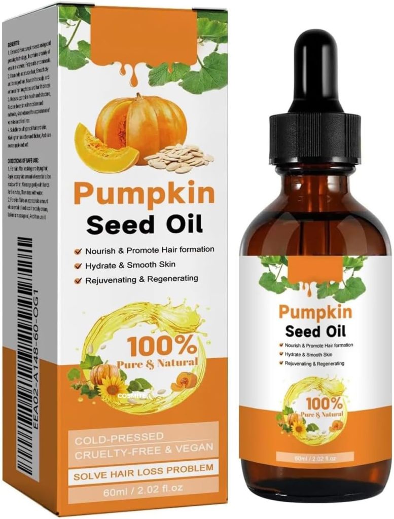 Cosmite Organic Pumpkin Seed Oil – Pure Cold Pressed Oil to Nourish Hair, Eyelashes, Eyebrows & Skin, Boost Hair Growth, Repair Dry and Damaged Hair, and Moisturize Face & Body Naturally (1PCS)
