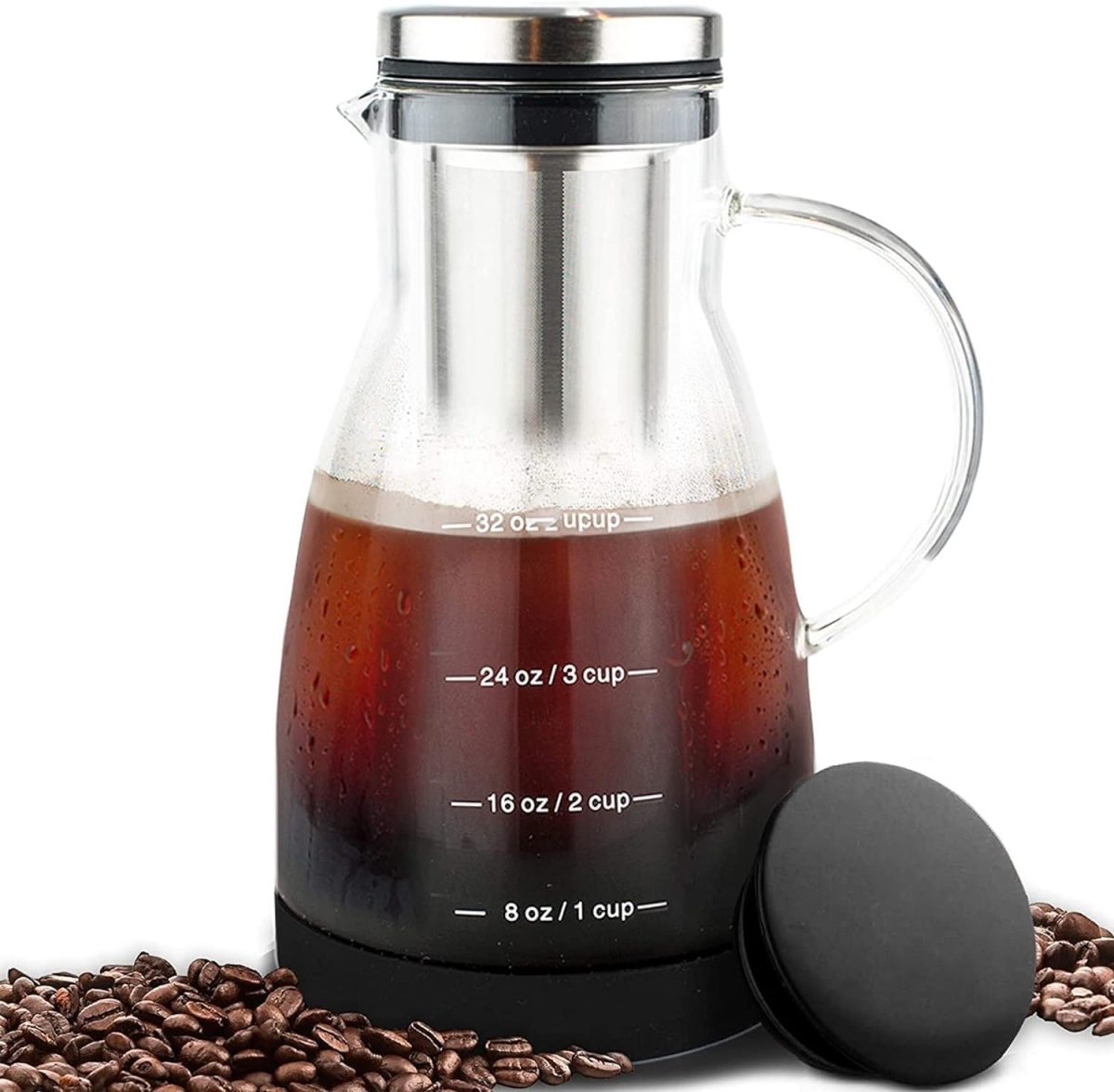 ⁦Andgogo Cold Brew Coffee Maker, Iced Coffee Maker with Airtight Lid, Cold Brew Pitcher with Removable Stainless Steel Filter for Drink Iced Coffee Hot Tea Fruit Beverage Brewing (32 oz -960ML)⁩ - الصورة ⁦7⁩