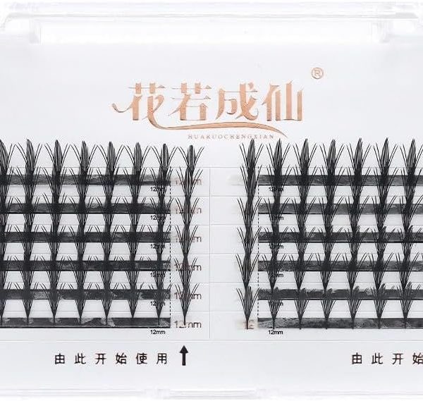 YARIKE False Eyelashes Women Faux Lashes Comic Feather Spire Eye Makeup Beauty 12 Rows Tower Top Premade Fan Lashes(13mm)