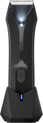 Body Hair Trimmer for Men, Pubic Hair Trimmer with Led Light, Waterproof Ball Trimmer for Men Body Groomer, Electric Groin Hair Trimmer Body Shaver for Men with 3 Replaceable Guard Comb,Charging Dock