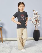 ⁦REDTAG Girls Beige Solid Wide Leg Jeans⁩ - الصورة ⁦3⁩