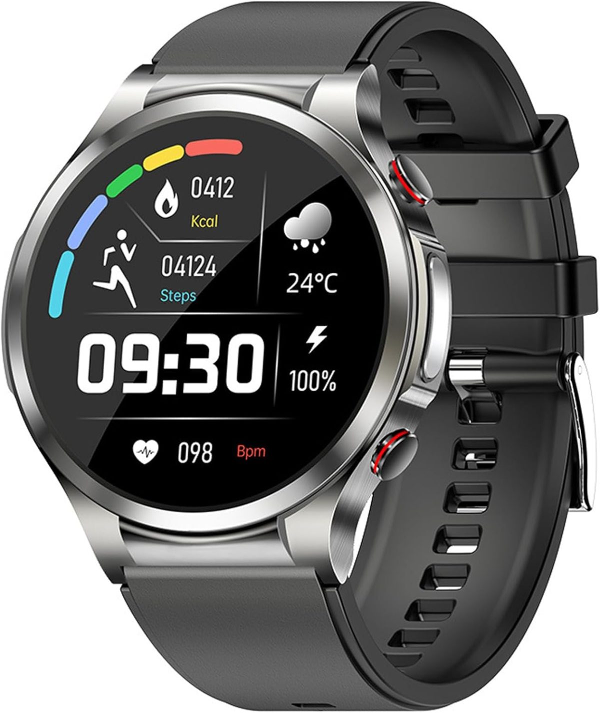 FUfIzu Ecg Smart Watch Blood Sugar,blood Glucose Sugar Smart Watch,ECG+PPG Fitness Tracker with Body Temperature Heart Rate Blood Pressure Blood Oxygen Monitor,sport Watch,Grey,Large