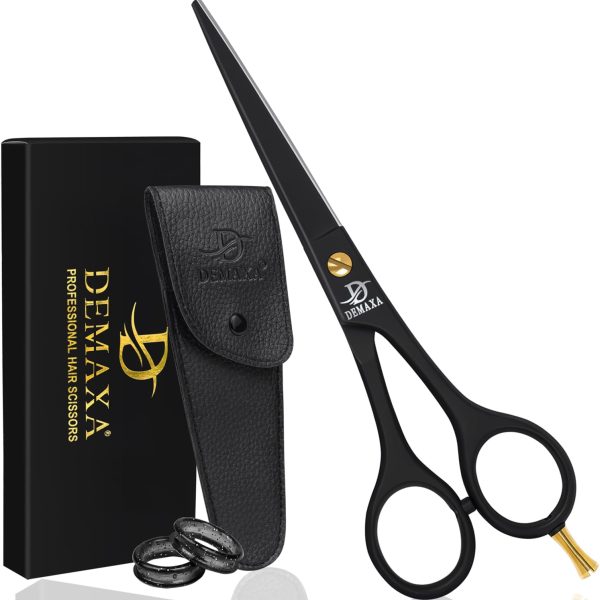 DEMAXA Professional Hair Scissors 6.5 Inch - Premium High Carbon Stainless Steel Barber Salon Hair Shears for Haircut Scissors - Ergonomic Design Super-Sharp Hair cutting Shears Blades