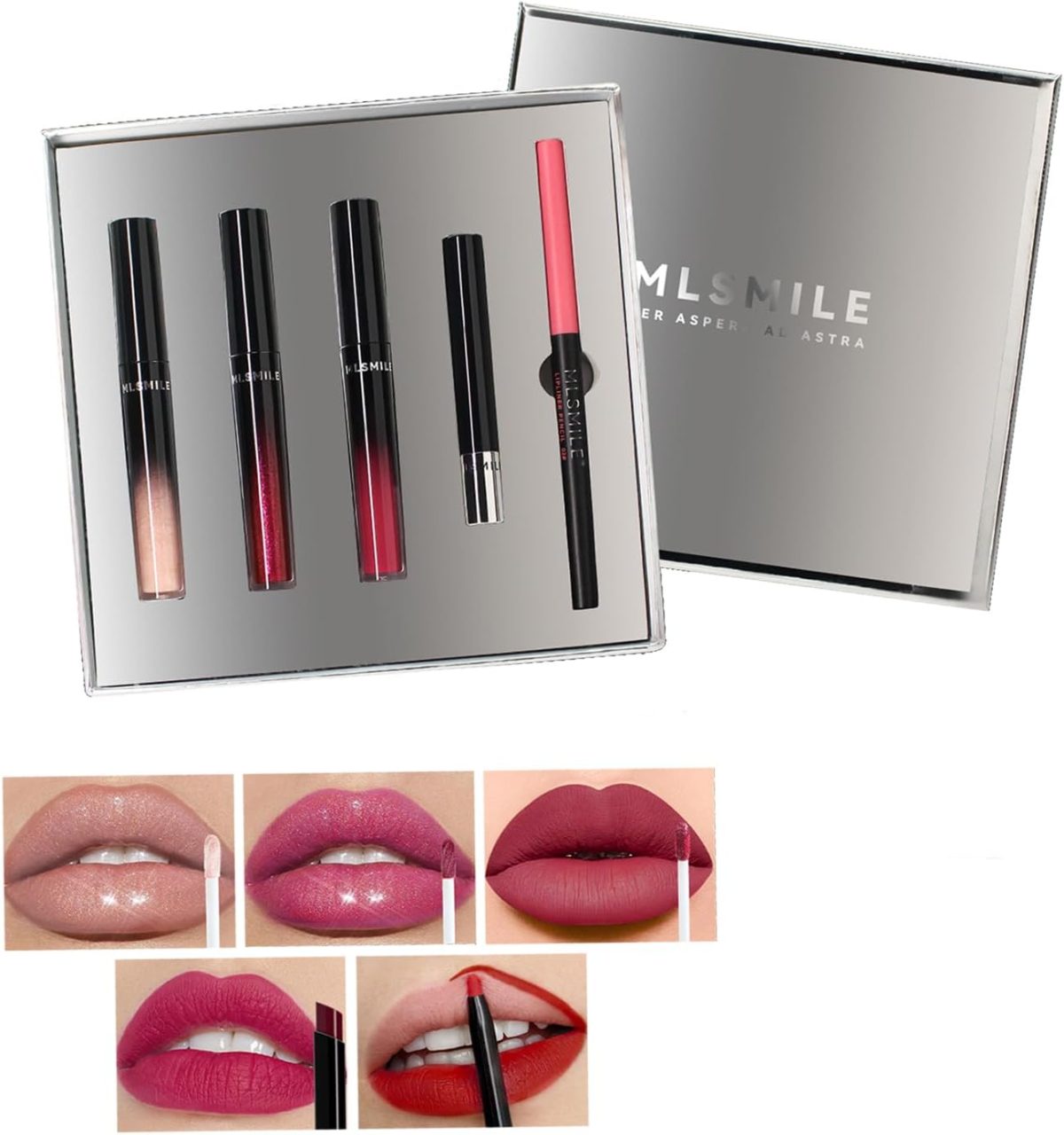 Luxury 5-Piece Lip Makeup Set - Velvet Matte Lipstick, Waterproof Long-Lasting Lip Gloss, Silky Smooth Lip Liner, Full Coverage Lipstick, Sexy Color, Perfect for Everyday Wear & Special Occasions