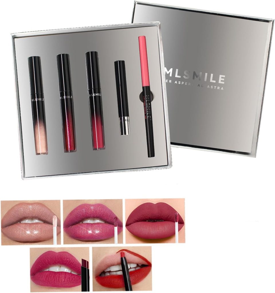 Luxury 5-Piece Lip Makeup Set - Velvet Matte Lipstick, Waterproof Long-Lasting Lip Gloss, Silky Smooth Lip Liner, Full Coverage Lipstick, Sexy Color, Perfect for Everyday Wear & Special Occasions
