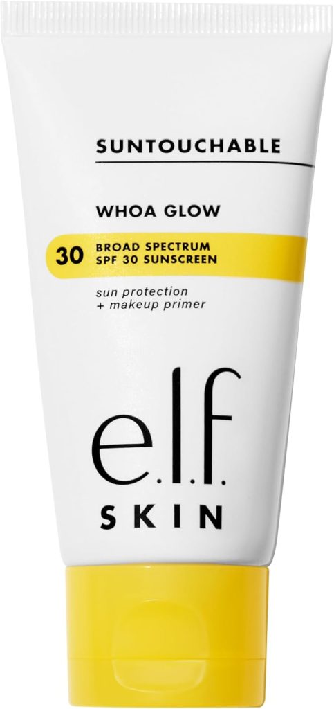 e.l.f. SKIN Suntouchable Whoa Glow SPF 30, Sunscreen & Makeup Primer For A Glowy Finish, Made With Hyaluronic Acid, Vegan & Cruelty-Free, Packaging May Vary, Sunbeam