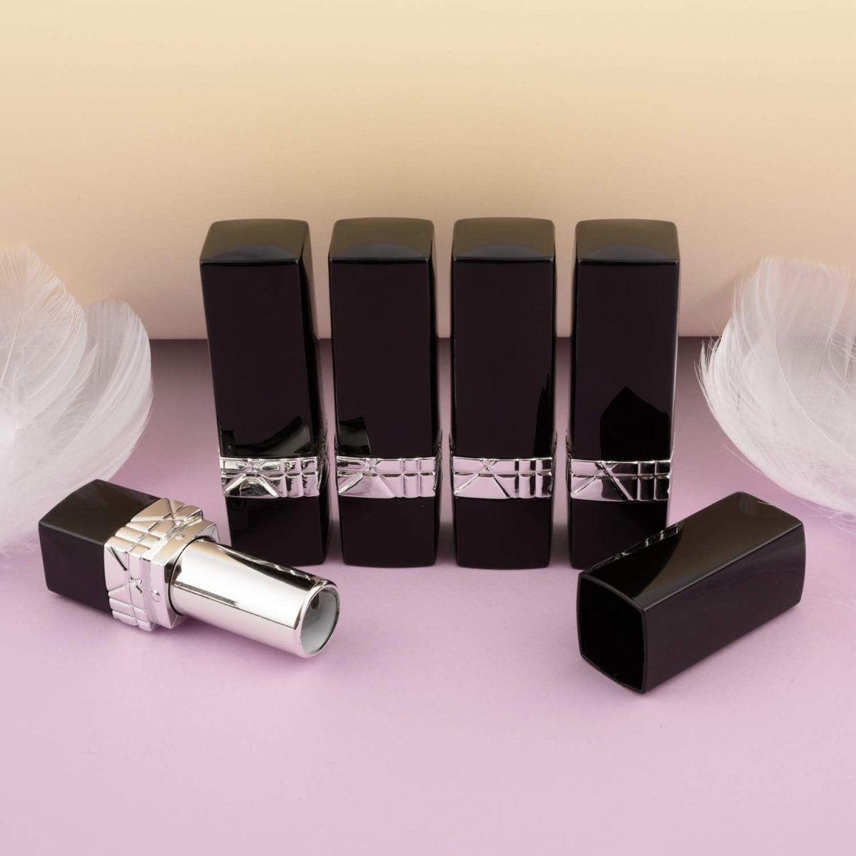 ⁦Allwon 10Pcs Black Empty Lipstick Tubes DIY Lip Balm Container⁩ - الصورة ⁦3⁩