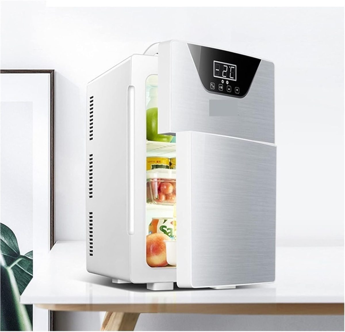 ⁦QBNZAXC Mini fridge 20L Refrigerator Mini Small Refrigerator Home Dual-use Cold And Warm -Door Refrigerator Fresh-keeping Box⁩ - الصورة ⁦4⁩