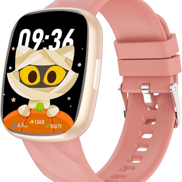 Children's Smartwatch, Fitness Tracker Watch, 1.75 Inches, Smart Watch with 100+ Sports Modes, Heart Rate, Sleep Monitor, Games, Pedometer, Gift for Boy Girl Ado 5-16 Years – Gold