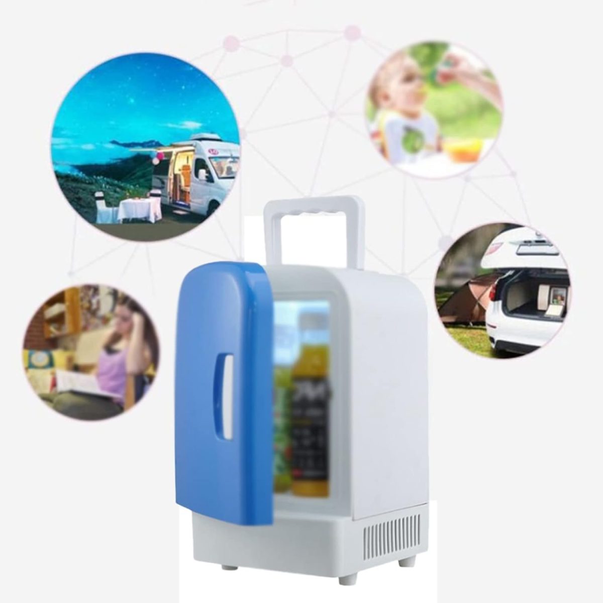 ⁦DDCVFREE Mini fridge Portable Car Fridge Cooling Refrigerators Freezer Cooler Travel Warmer For Auto Car Home Office Outdoor Picnic Travel⁩ - الصورة ⁦5⁩