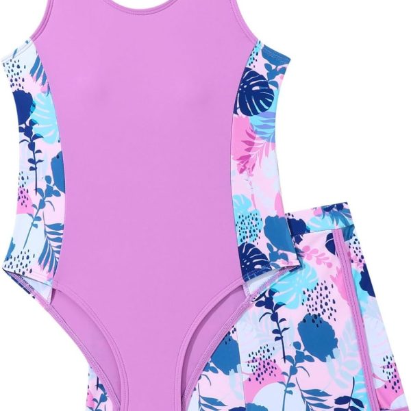 Xumplo Girls Swimming Costume Tween Girl One Piece Swimsuit with Shorts Young Girls Floral Swimwear Bathing Suit