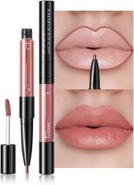 EXCEFORE Lip Liner and Lipstick Set, Matte Liquid Lipstick and Lip Liner Pens Set, Up to 12 Hour Wear, Non-Stick Cup Lip Gloss & Lip Line Pencil Set For Women (Bean Paste Color)