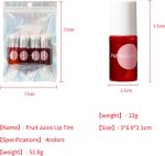 ⁦Bekoeen 4PCS Lip Tint Stain Set, Mini Liquid Water Tint,Korean Lip Gloss Moisturizing Natural,Long Lasting Waterproof,Multi-Use Lip and Cheek Tint⁩ - الصورة ⁦8⁩