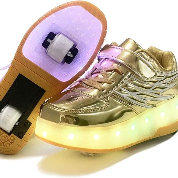 Nsasy Kids Roller Shoes Boy Girl Sneakers with Wheels Become Sport Sneaker with Led for Christmas Birthday Children Show Gift