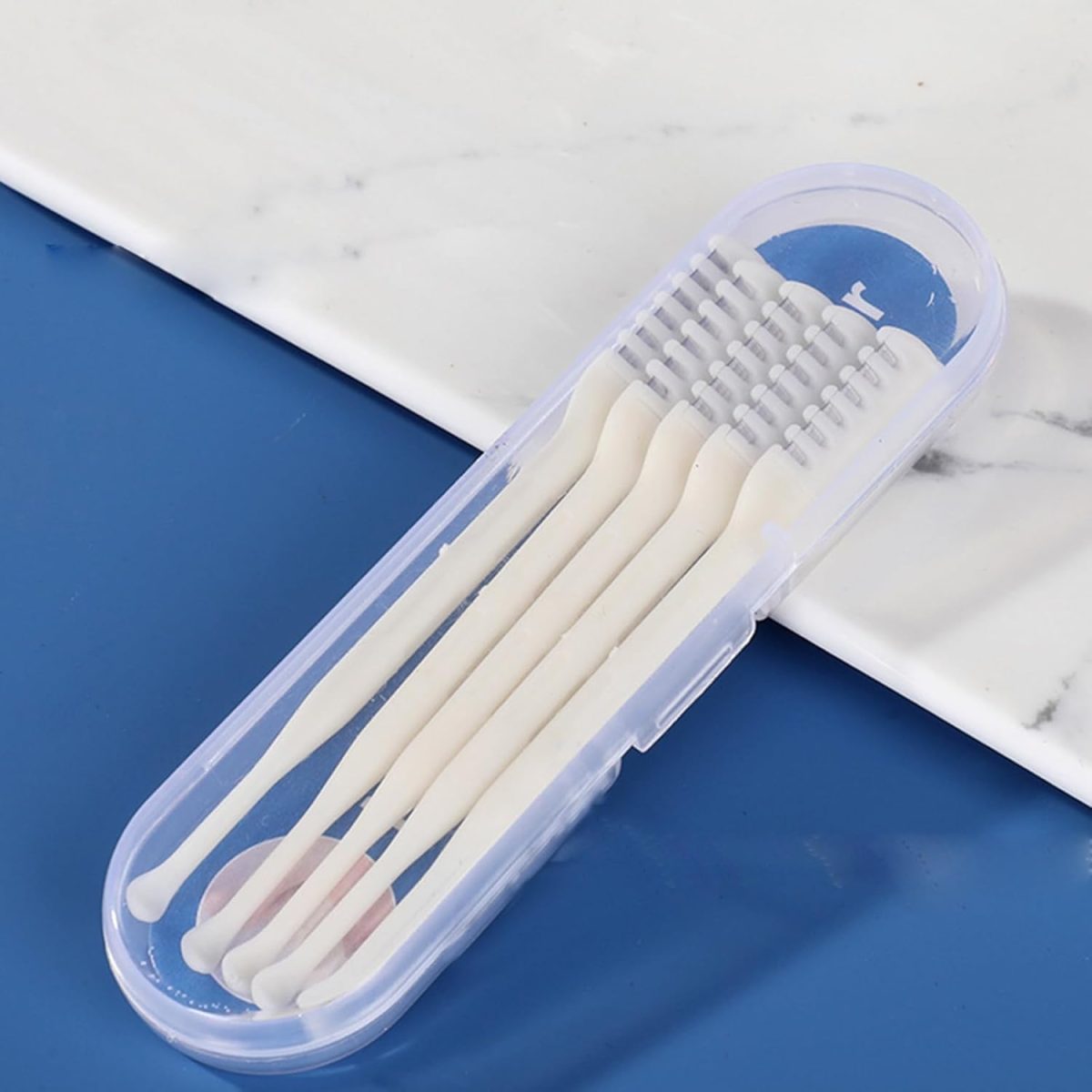 ⁦10 Pcs Double-Sided Nose Hair Trimmer, Head Nose Hair Cutter, Tail Ear Picker, 2-in-1 Manual Nose Hair Cutter with Ear Picker, Nostril Hair Remover Tool,Portable and Convenient, Washable⁩ - الصورة ⁦6⁩