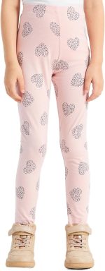 REDTAG Girls Pink Heart Printed Leggings