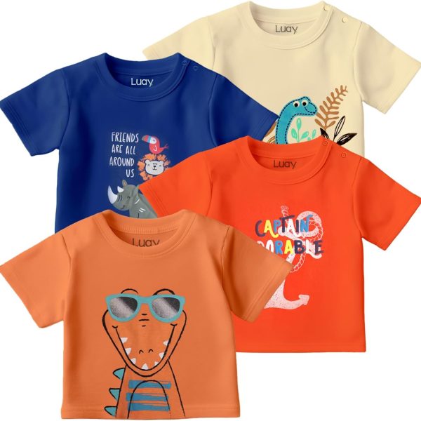 LUAY 100% Organic Cotton T-Shirts for Boys & Girls Festive Short Sleeve Styles in Vibrant Colors and Patterns for Kids and Toddlers_Regular Fit